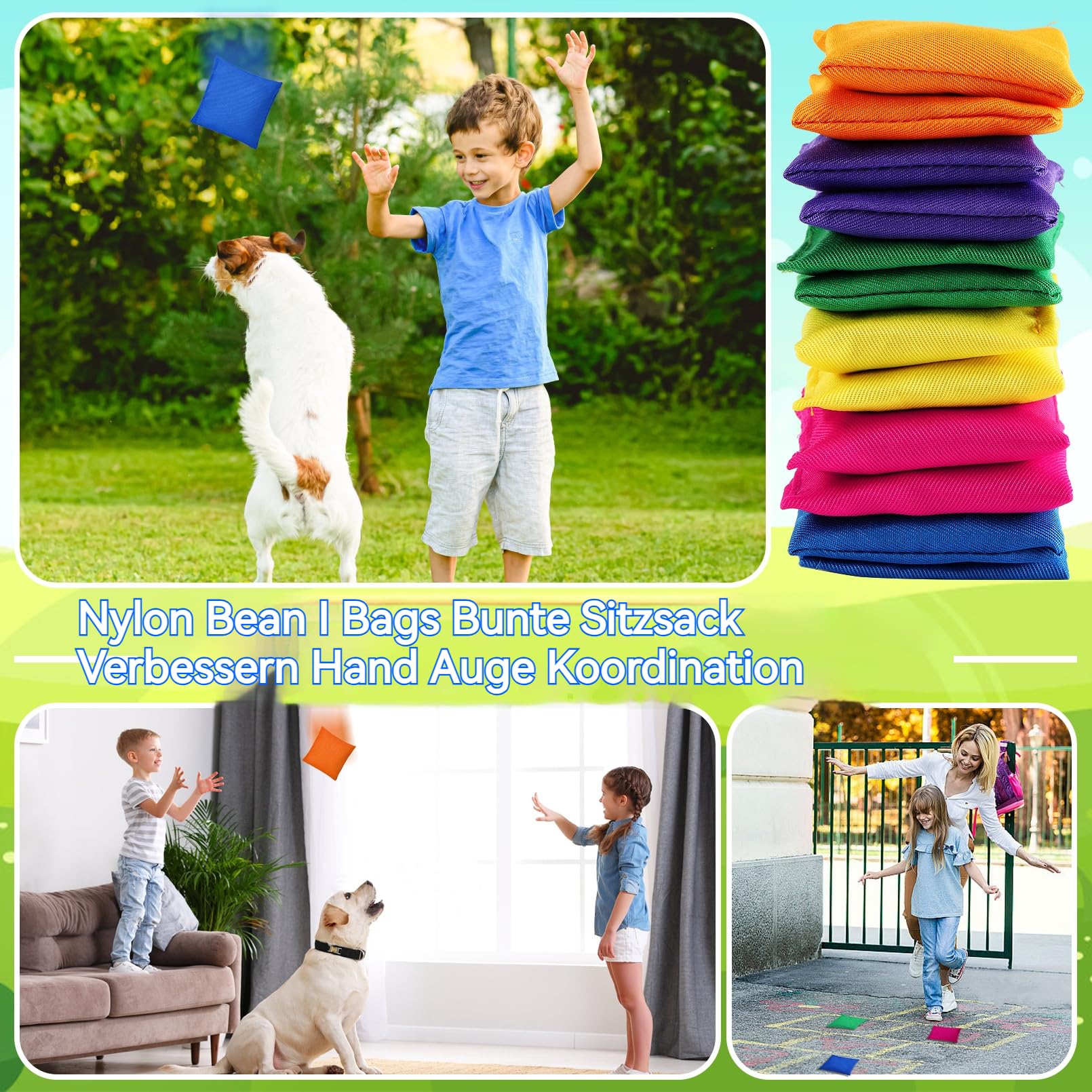 48 Stück Sandsäckchen, Cornhole Säckchen, Nylon Sitzsäcke, Werfen Spiel Für Kinder, Outdoor Spiele, Sitzsack-Wurfspiel, Spaß Party Spiel, Karnevalsspielzeug, 6,3 x 6,3 cm