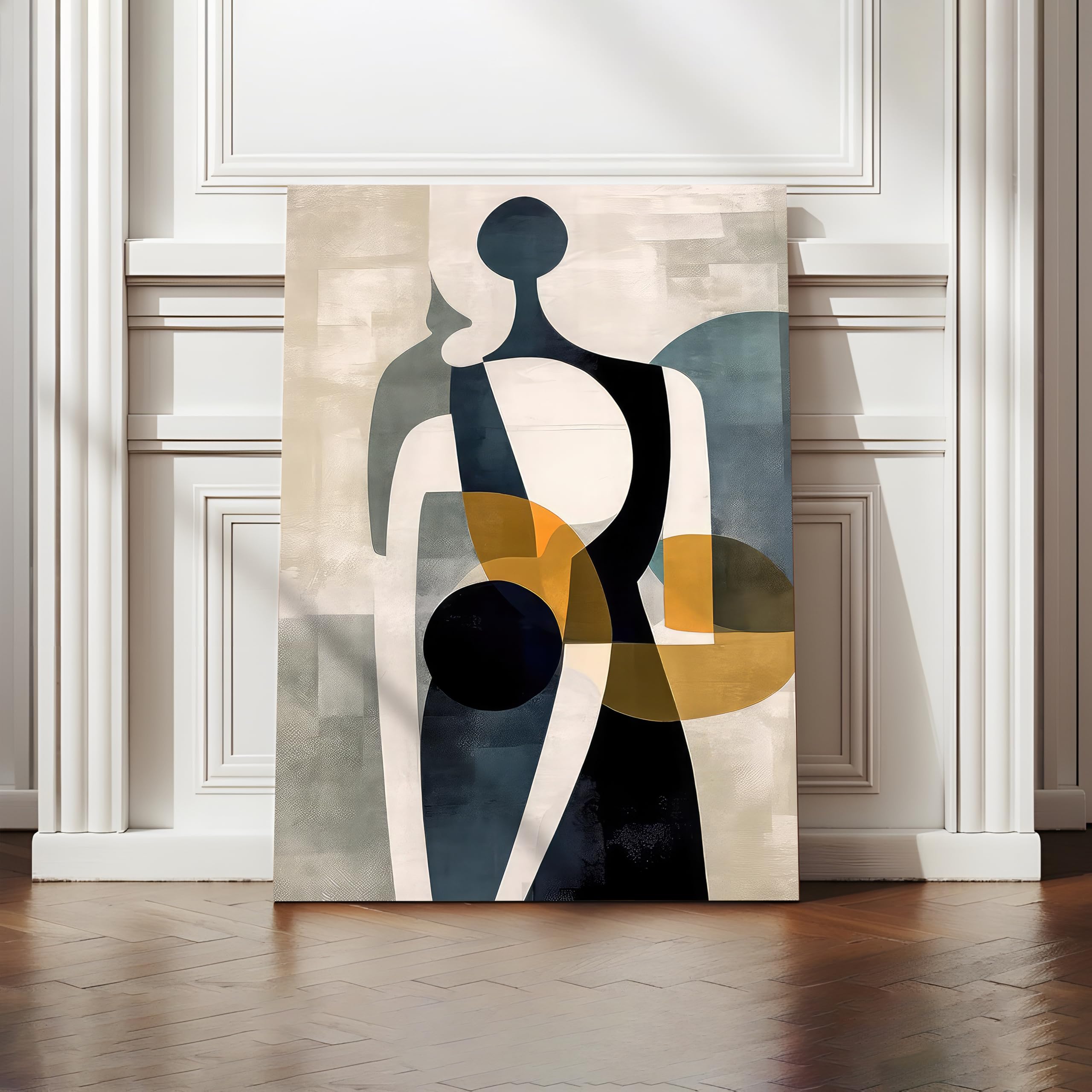 Abstract Geometric Canvas Painting - Beige, 23x35 Inch -19 Abstract Geometric Canvas Painting - Beige, 23x35 Inch -19