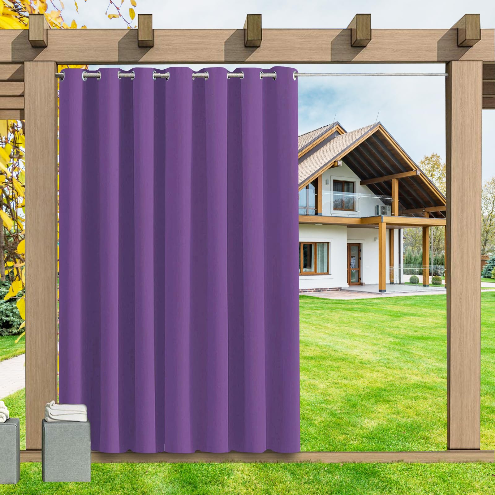 LSDINDF Outdoor Curtains Waterproof 1 Panel, Blackout Thermal Insulated Privacy Curtains with Grommet Top for Pergola, Porch, Gazebo, Patio & Pool - W 70" x L 95" โ image 1