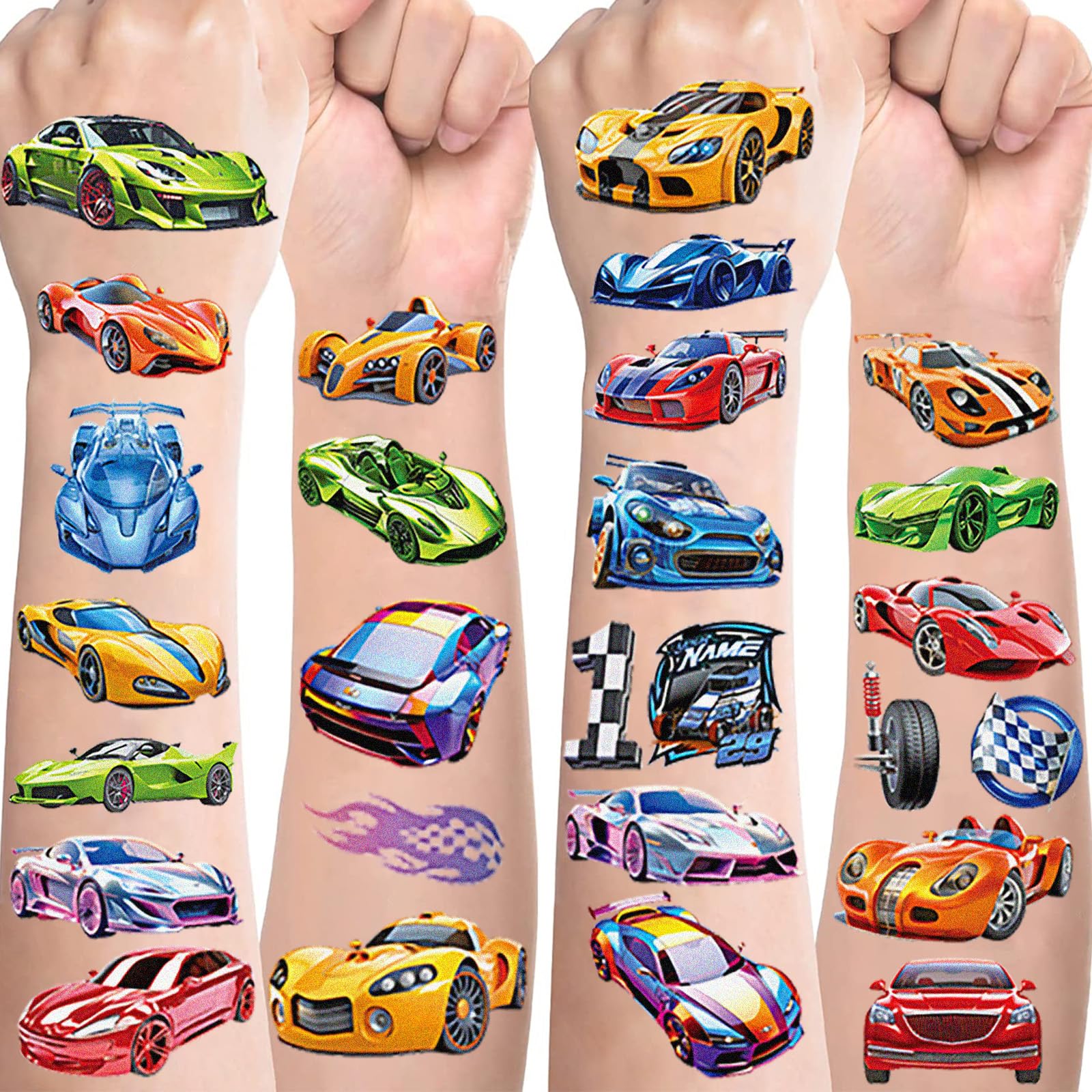 Cars Tattoos für Kinder,Auto Kindertattoos Hautfreundlich 10 Blätter Rennen Tattoo Kinder Jungen,Mitgebsel Kindergeburtstag Geschenke Party Deko Cars Spielzeug