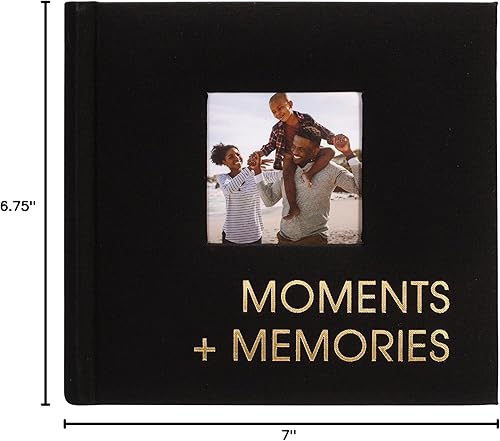 Miniatura 3 de Malden International Designs - Álbum de fotos de tela negra con áreas de escritura de notas, tapa dura, 3 x 3 pulgadas, bolsillo para fotos