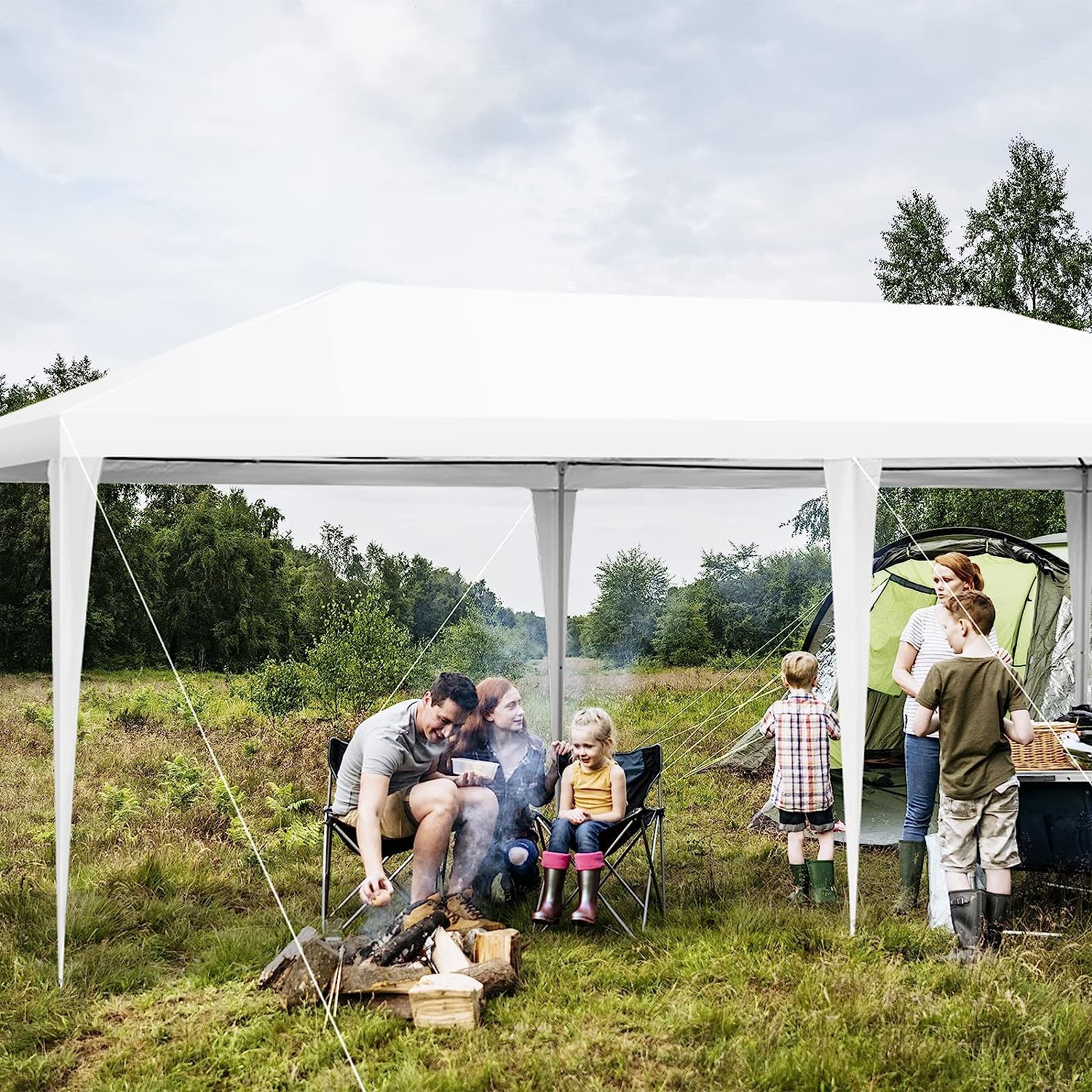 KOMFOTTEU 3x6m Carpa de Jardín Plegable con 4 Paredes Laterales Extraíbles