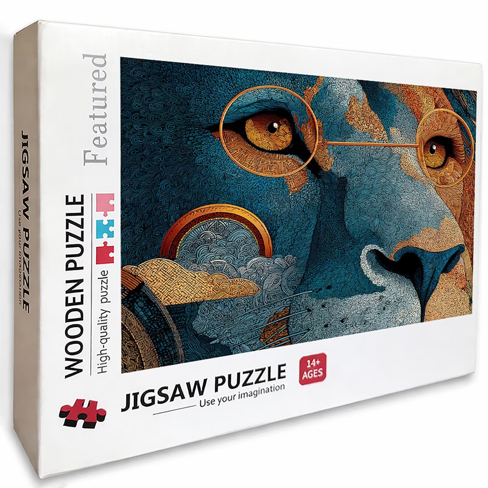 Puzzle Sztuka z lwem pudełkiem, abstrakcyjne drewniane puzzle 4000 sztuk dorosłych 141 x 87 cm, zajęcia rozrywkowe o wysokiej trudności, klasyczna gra DIY, układanka dla całej rodziny, letni prezent