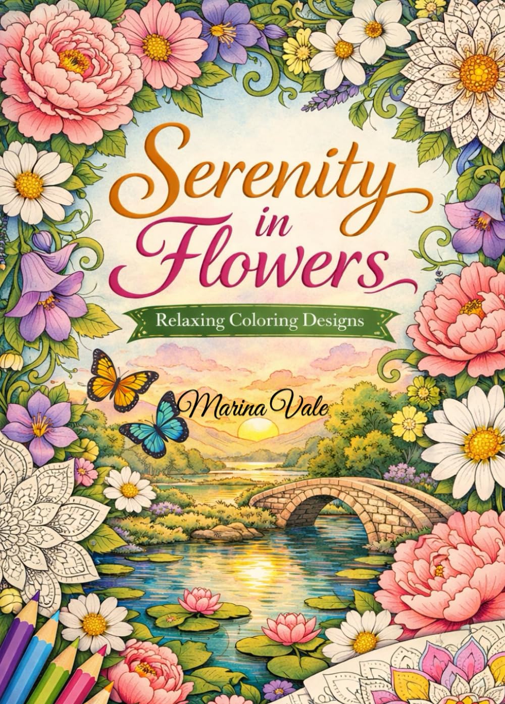 Serenity in Flowers: Relaxing Coloring Designs: Beautiful Floral Patterns for Stress Relief and Mindfulness