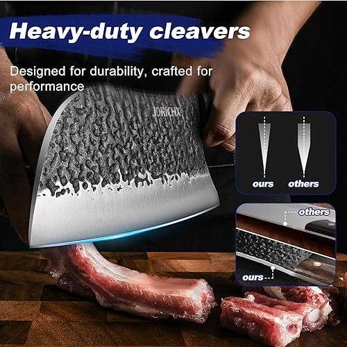 Miniatura 2 de Juego de cuchillos de carnicero, 4 cuchillos de chef serbio forjados a mano resistentes para deshuesar, juego de cuchillos vikingos para deshuesar,