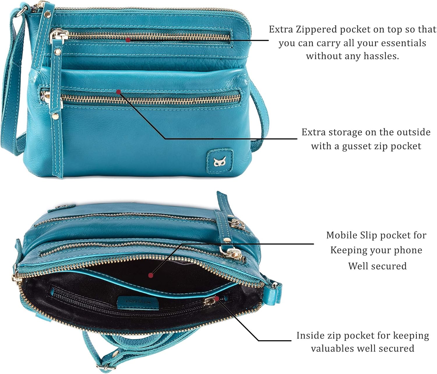 Small Crossbody Bags for Women Leather Sling Purse with Adjustable Strap Multi Pocket Cross Over for Travel & Gift | Real Leather, Purse, Crossover, Trendy