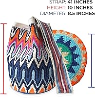 Vista 16 de Traditional WAYUU Bag, Original Crochet Crossbody, Handmade Colombian Bucket Bag, Ethical Purse, Artisanmade Mochila.