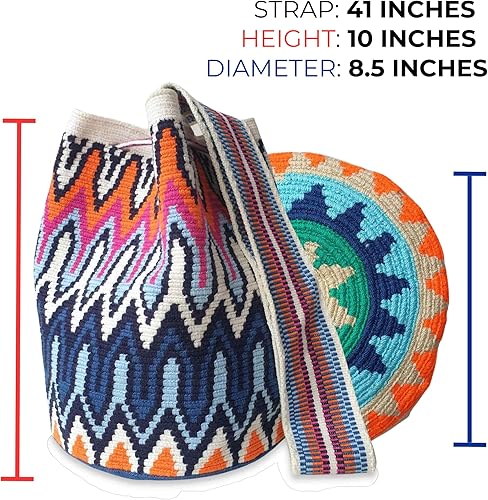 Miniatura 2 de Traditional Best-Selling WAYUU Bag, Original Crochet Crossbody, Handmade Colombian Bucket Bag, Ethical Purse, Artisanmade Mochila. (Fuego)