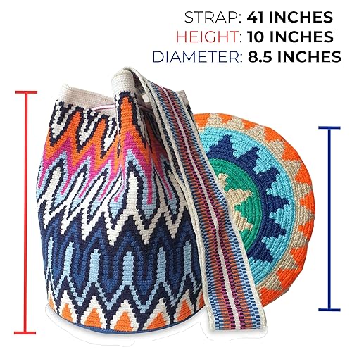 Miniatura 2 de Traditional Best-Selling WAYUU Bag, Original Crochet Crossbody, Handmade Colombian Bucket Bag, Ethical Purse, Artisanmade Mochila. (Fuego)