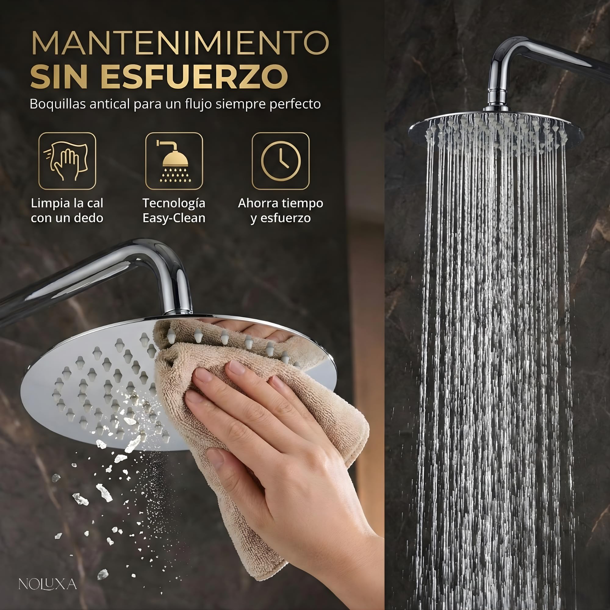 IMEX - Columna Ducha Termostatica con Grifo | Conjunto de Ducha con Alcachofa y Rociador Antical Efecto Lluvia | Griferia en Latón y Acero Inox S.304 con Barra Extensible | Serie Line | Color Cromado