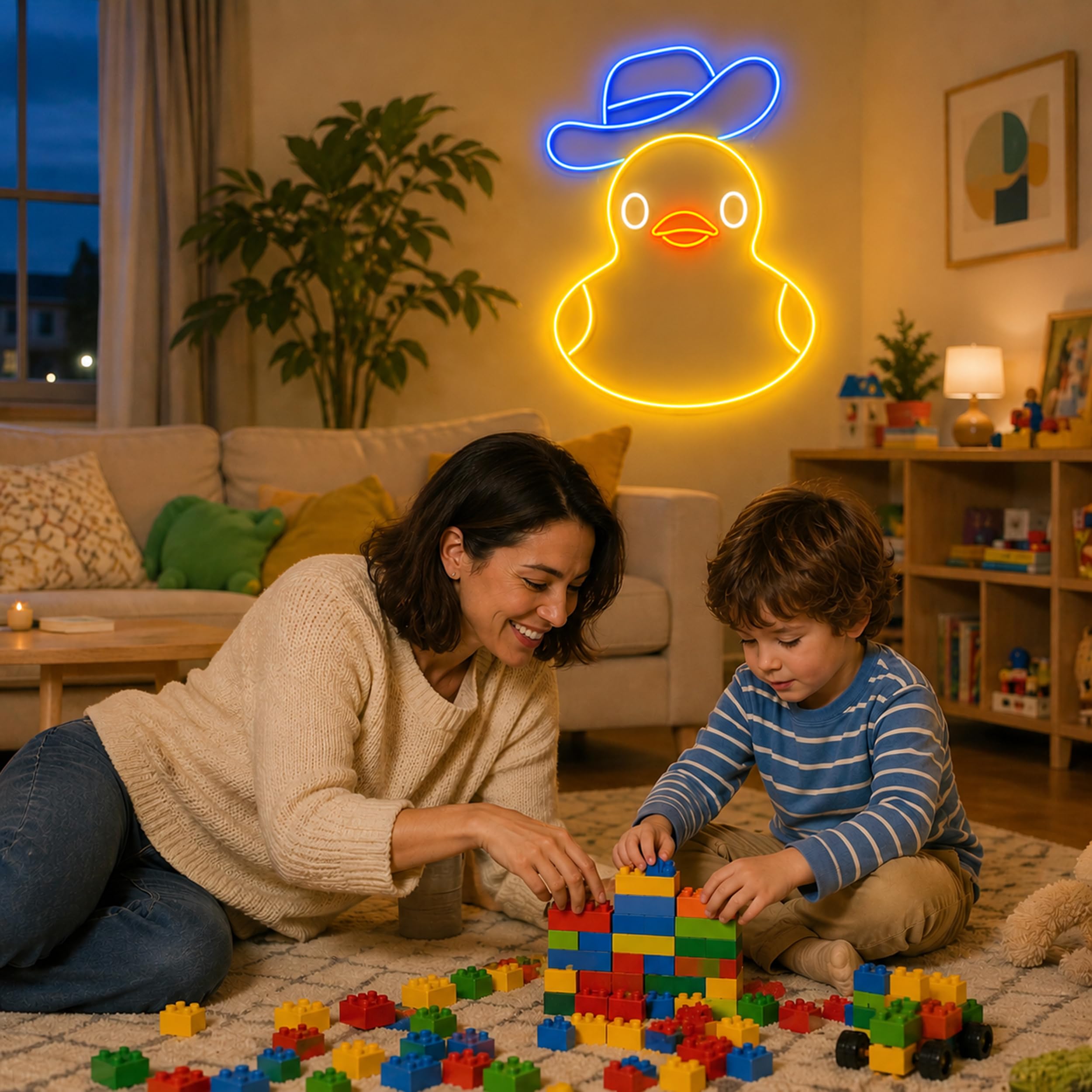 Lampada Neon da Parete – Dimmerabile Duck Lamp Lucina Notte Bambini Cavo USB Alimentato, Lucine Led Decorative Lampada Notturna per Bambini Insegna Luminosa Led Personalizzata
