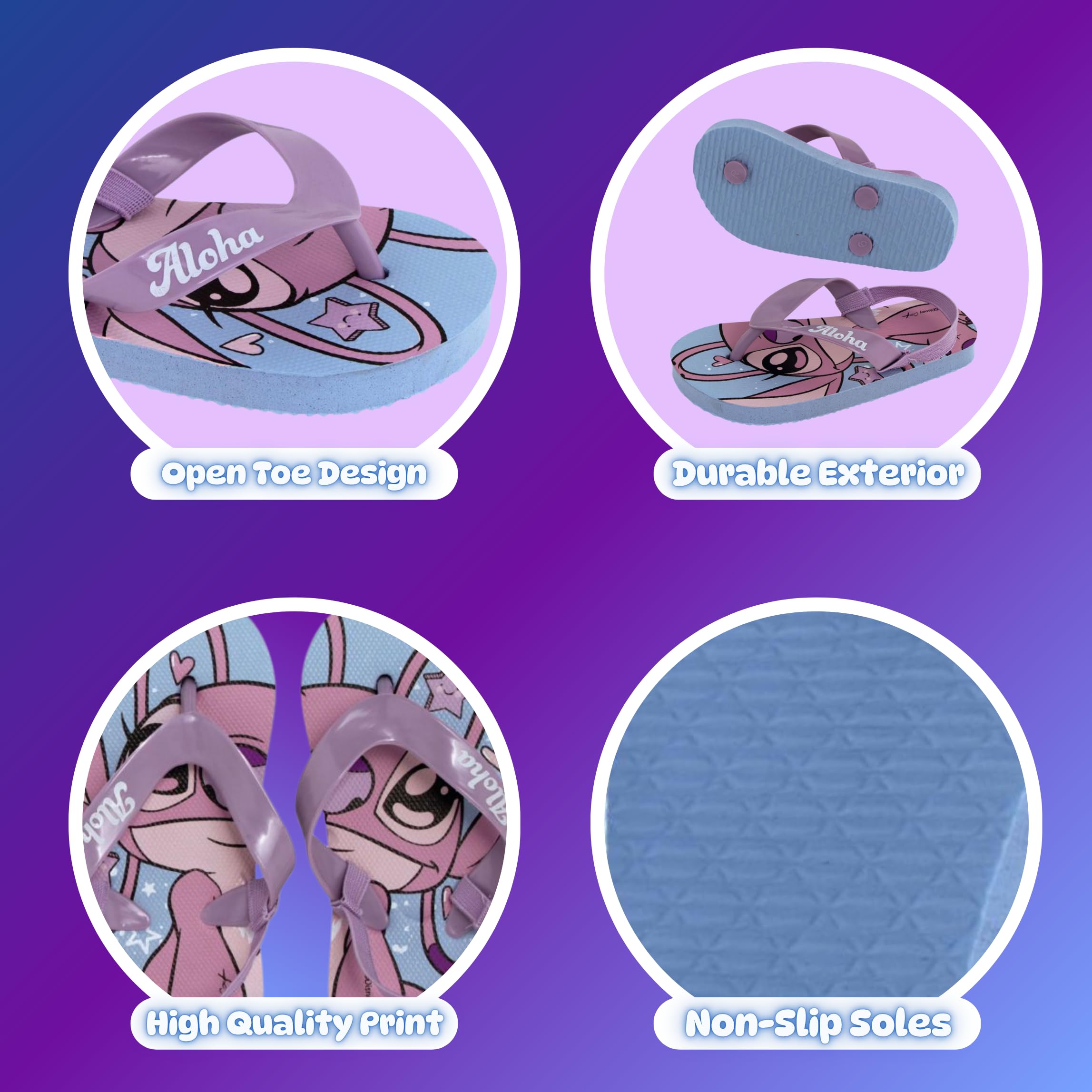 Disney Stitch e Angel Infradito per Bambine, Sandali Estivi con Elastico, Taglie EU 22 a 29