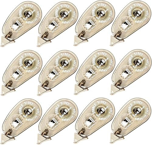 Total de 12 mini rodillos de cinta adhesiva de doble cara para álbumes de recortes, sin ácidos, dispensador permanente de cinta adhesiva de doble