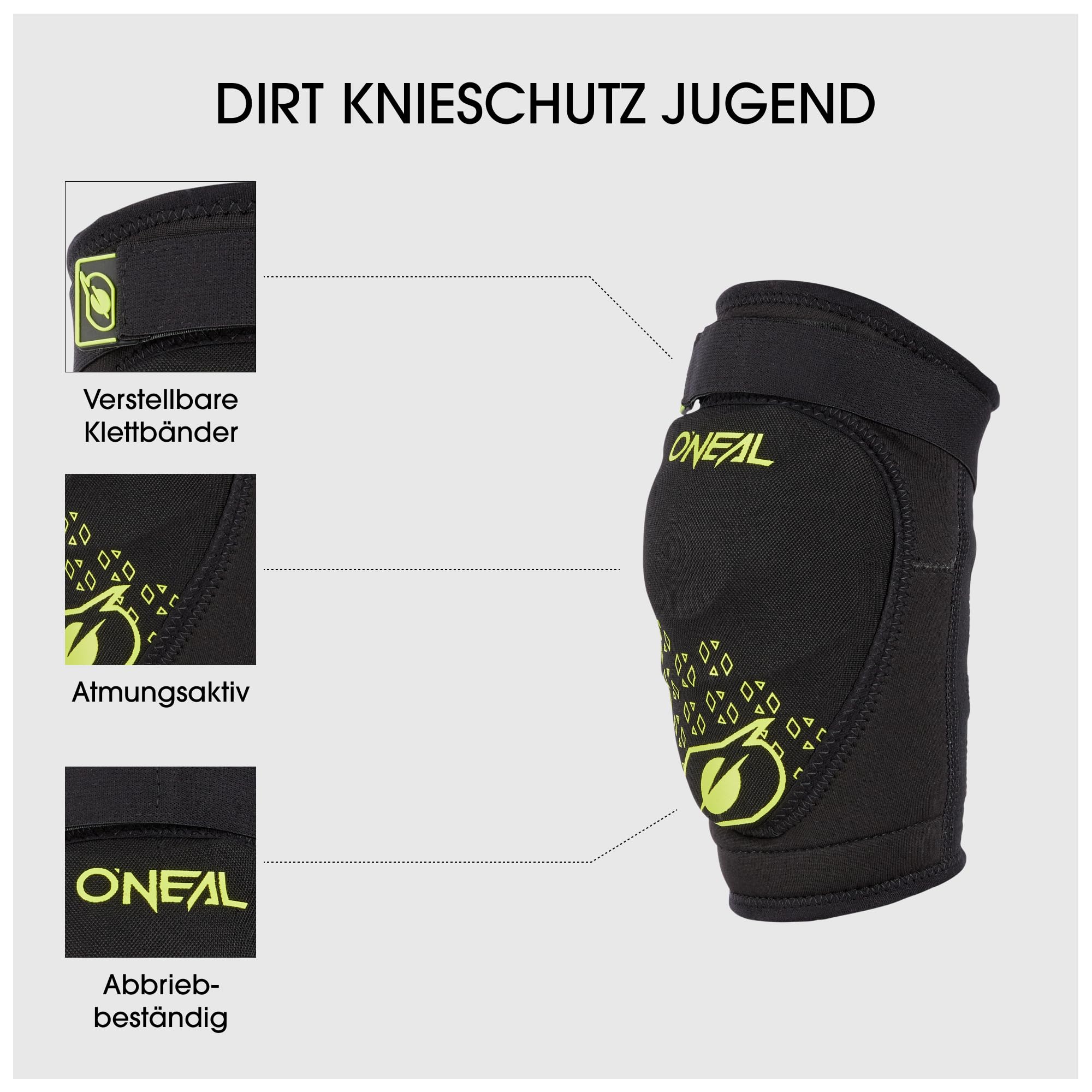 Oneal Dirt V.23 Młodzieżowe ochraniacze kolan, czarny/żółty, S/M | Oddychająca