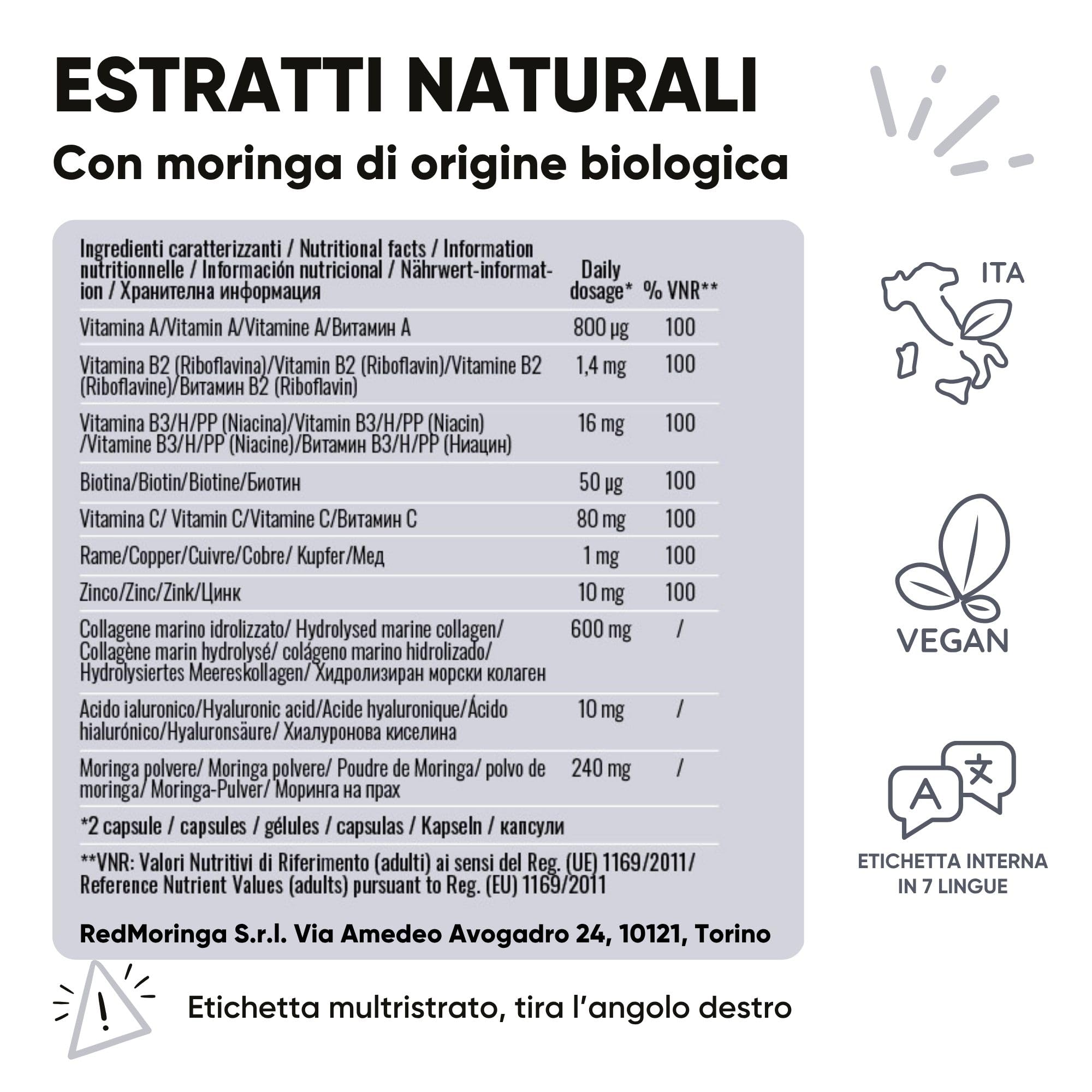 Trattamento Gambe Perfette RedMoringa - Bundle Integratore Ananas e Bromelina 5000GDU | Integratore Mirtillo Nero | Integratore Collagene e Moringa BIO (180 Caps. Drenante + Microcircolo + Collagene)
