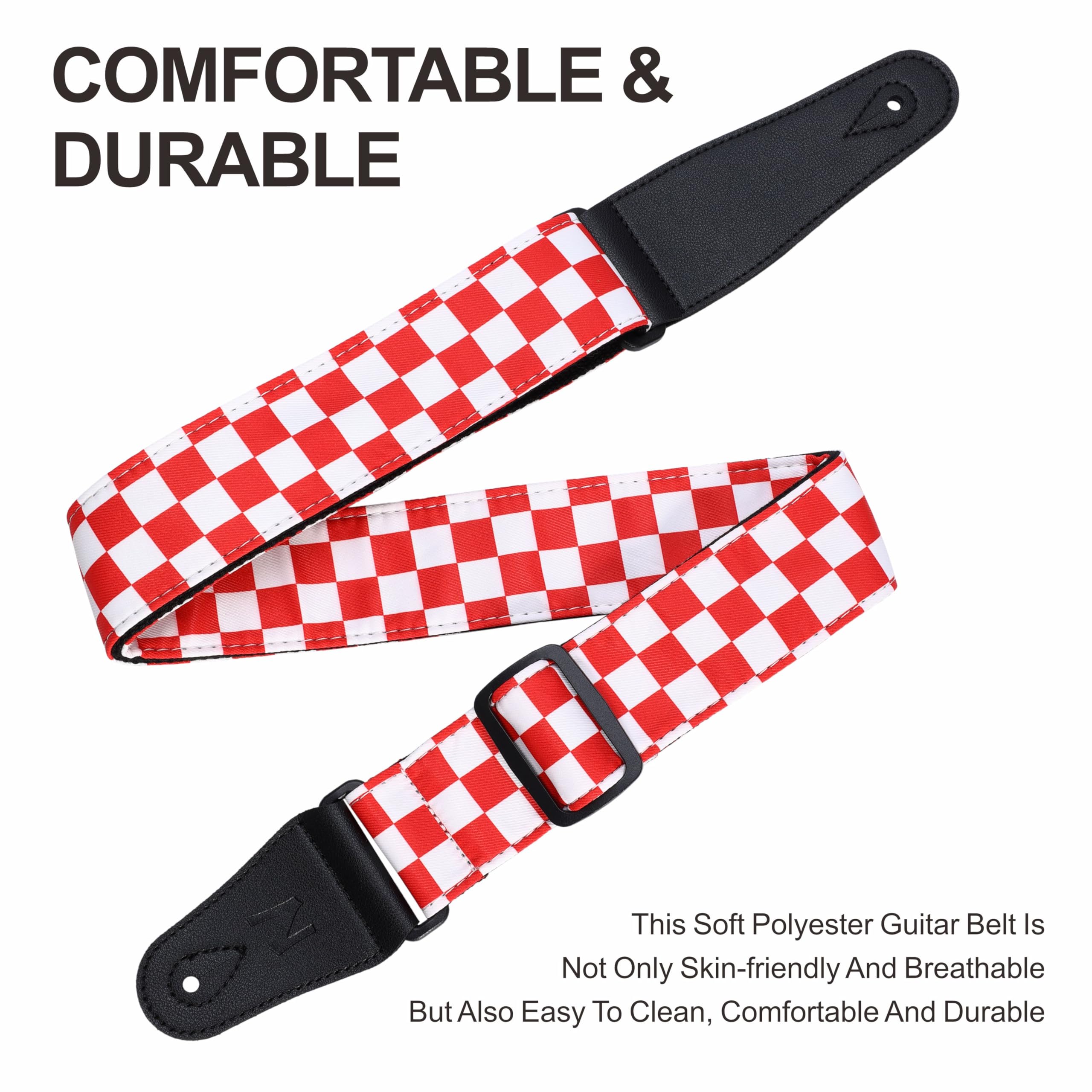 Nefelibata Guitar Strap-2" Wide Double Layer Cotton Original Design Adjustable Guitar Straps with Long Leather Ends for Bass Electric & Acoustic - Image 3