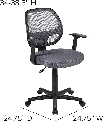 Miniatura 3 de Flash Furniture Flash Fundamentals Silla de oficina ergonómica giratoria de malla gris con brazos Gris,Negro -,https://www.amazon.com/dp/undefined
