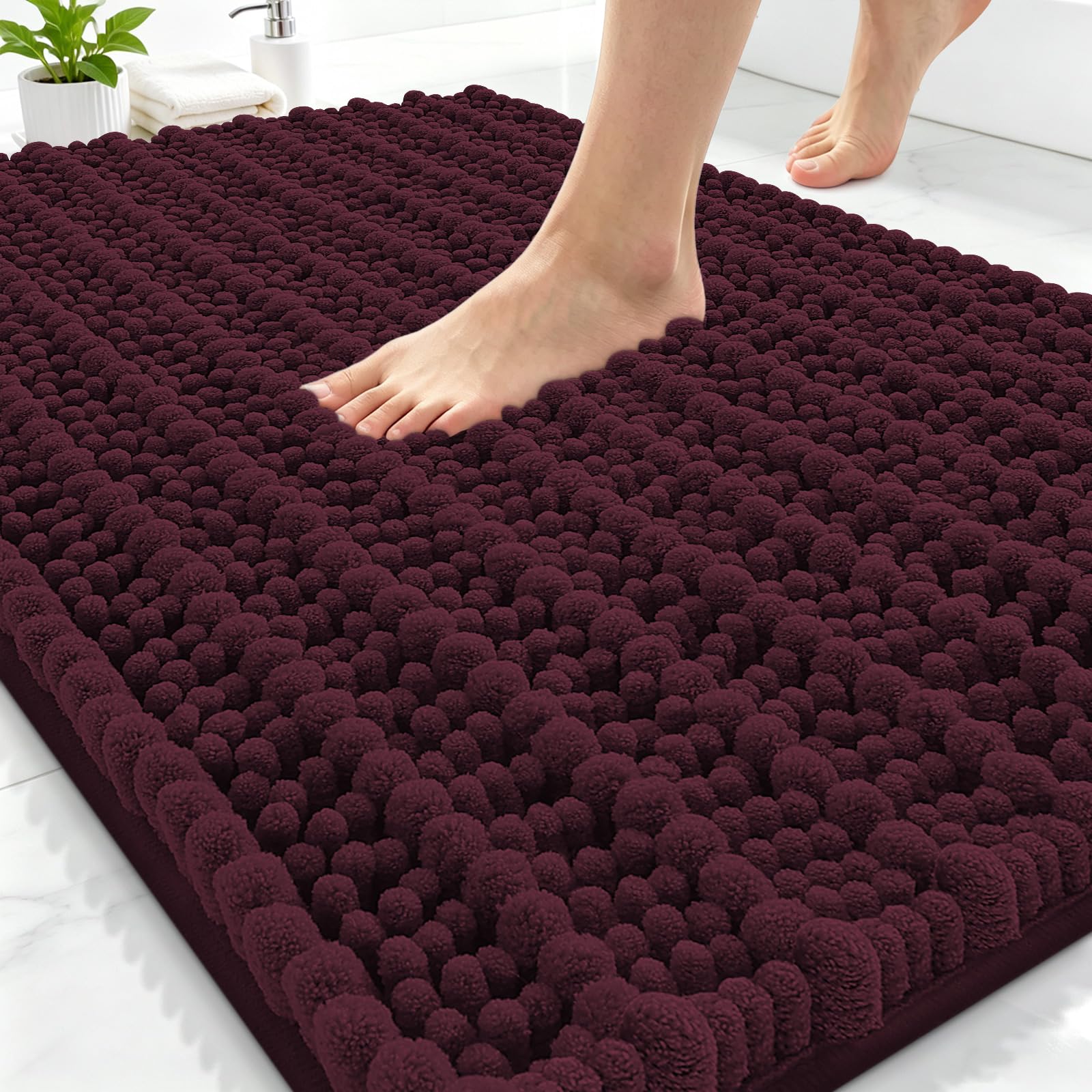 Smiry Bathroom Rugs 30X20, Extra Soft Rubber Backing Chenille Bath Mats