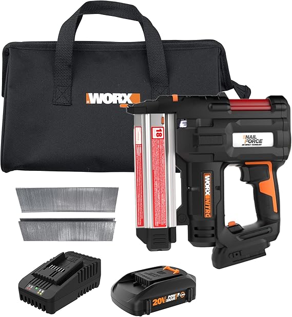 Worx WX840L 20V Power Share Cordless 18 Gauge Nail & Staple Gun