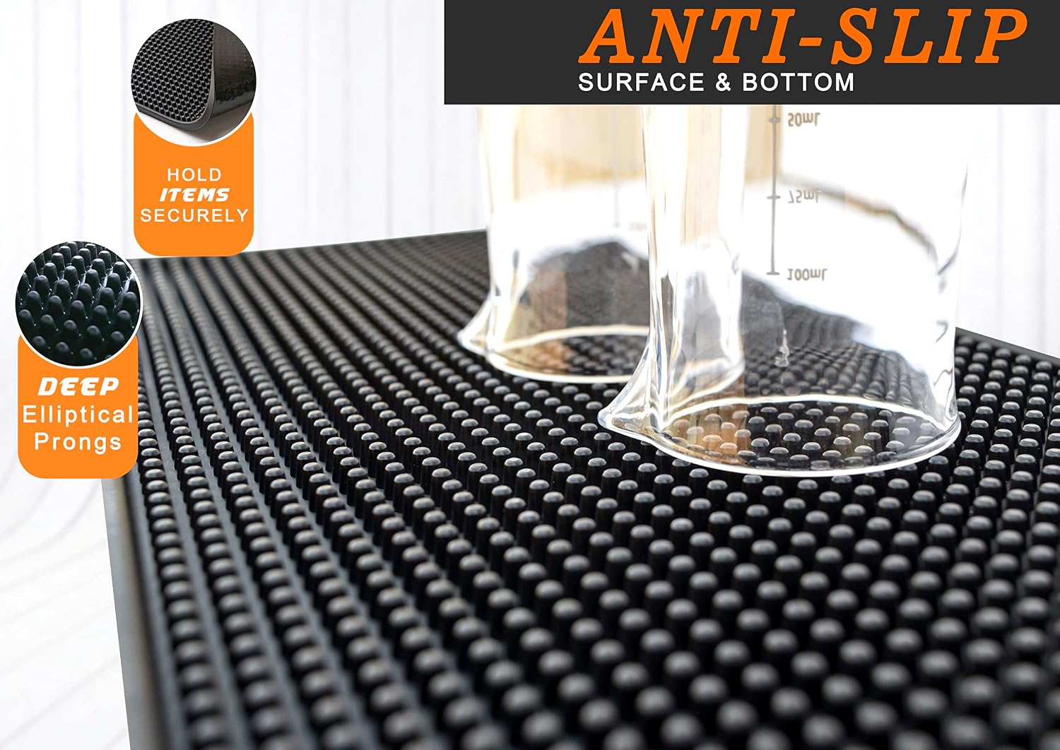 mibru coffee rubber service mat bar non slip dish glass drying mat flexible coasters leakproof for coffee shops restaurant kitchen counter top 40x20cm black ربلة تن - الصورة 2