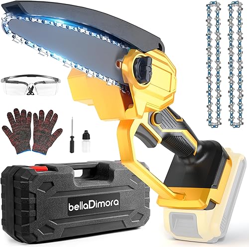 bellaDimora Motosierra Mini Inalámbrica de 6 Pulgadas Compatible con Batería DeWalt 20V MAX (Batería No Incluida), Motosierra Eléctrica de Mano