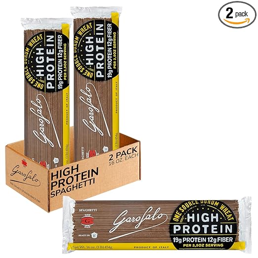 Garofalo - High Protein Spaghetti Pasta | Premium Durum Wheat Semolina with 19g Protein & 12g Fiber | Italian Made, Bronze-Drawn, PGI Certified (16 oz, 2-Pack)