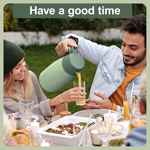 Miniatura 8 de Jarra térmica de café de 68 onzas de acero inoxidable con aislamiento al vacío, dispensador térmico de bebidas de doble pared, termo aislado al