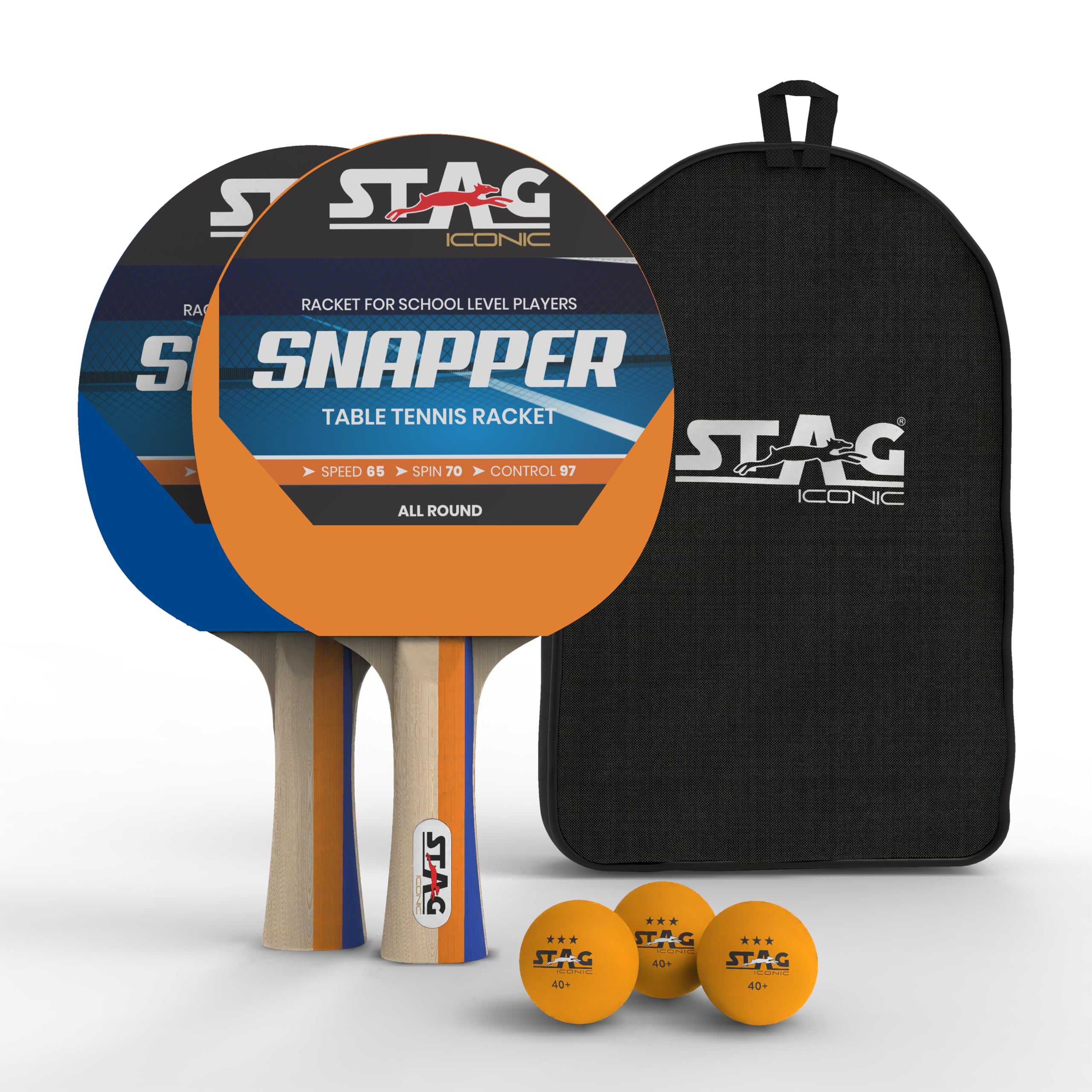 Stag Iconic Snapper Series Table Tennis Playset| Spring into Action with Vibrant Ping-Pop Colors| Intermediate Training Series T.T Racquets with High Performance Supreme TT Balls-4 Player Playset-image-5