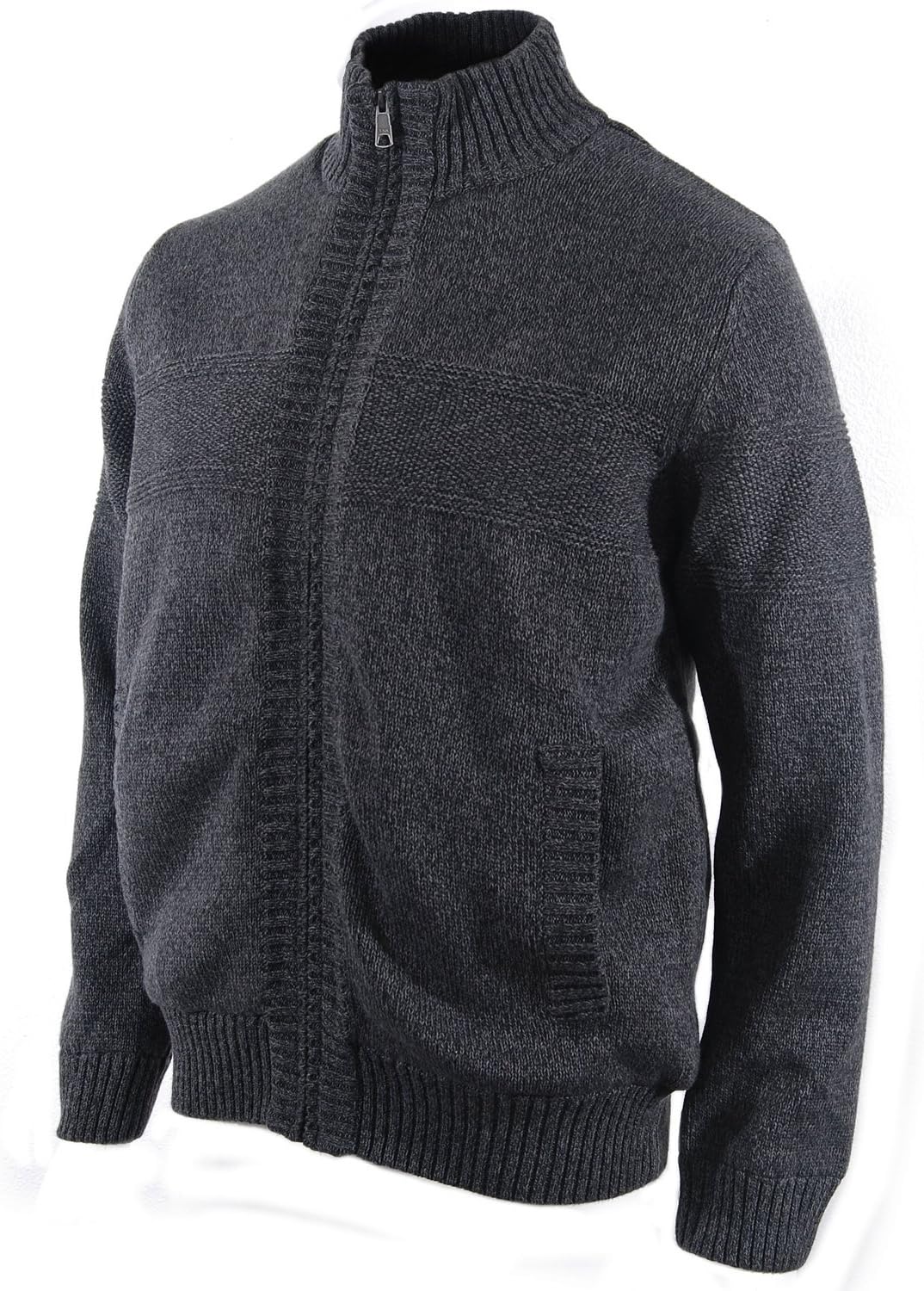 Men's Cable Knit Sherpa-Lined Full Zip Sweater