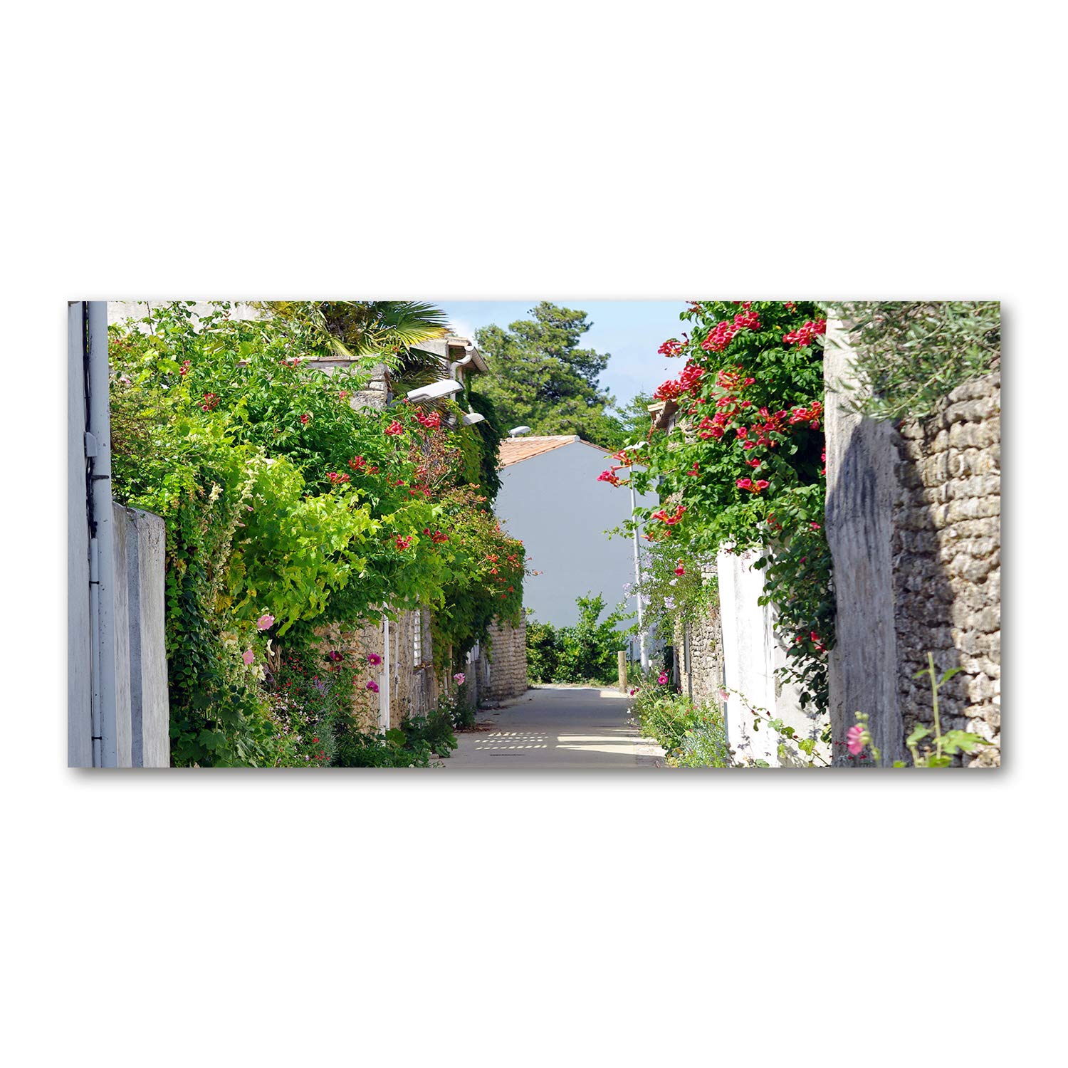 Tableau acrylique Allée Fleurie 120x60cm incassable pour remplacer le verre lourd