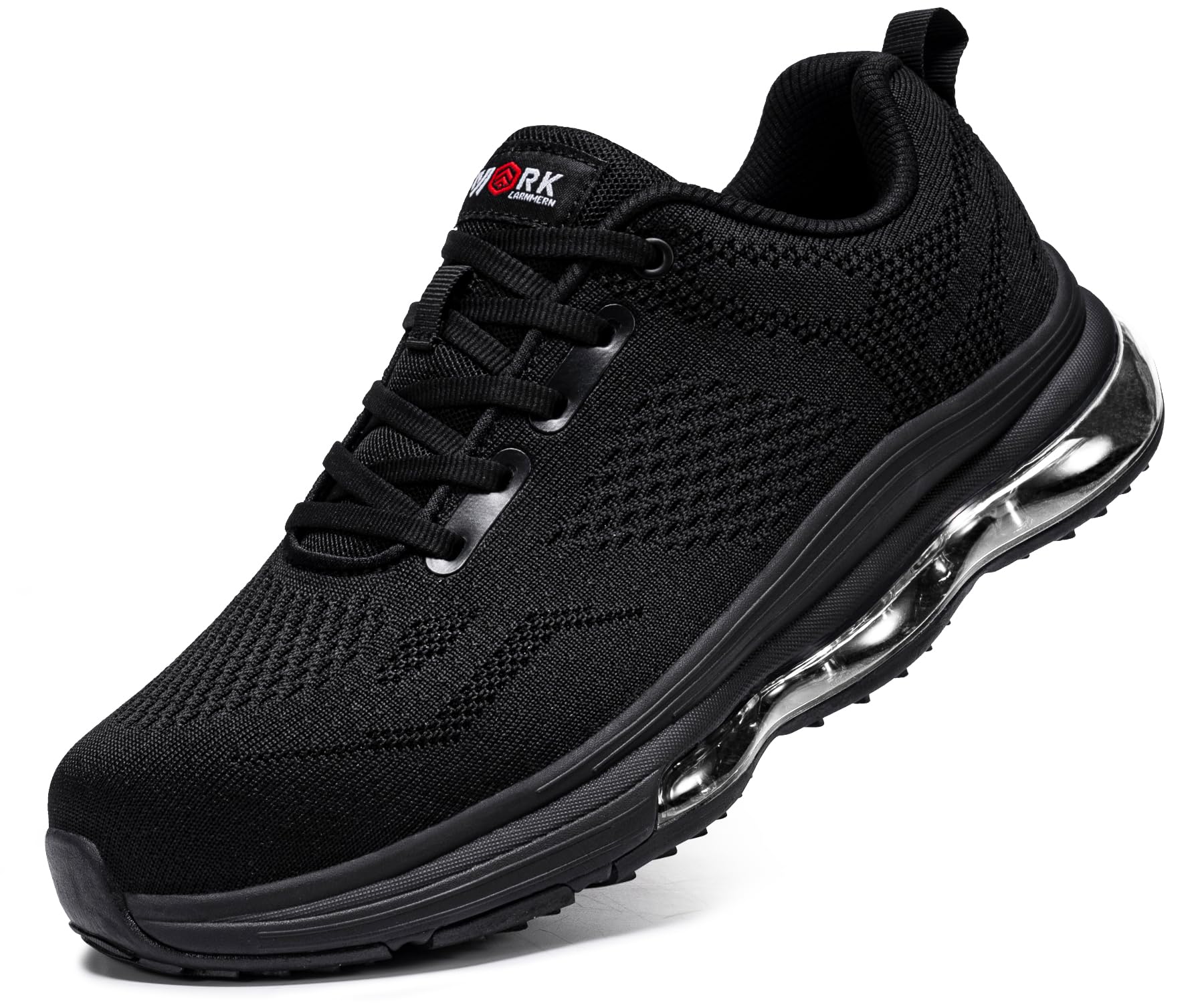 LARNMERN Zapatillas de seguridad antideslizantes con puntera de acero para hombre, ligeras, cómodas, transpirables, para correr