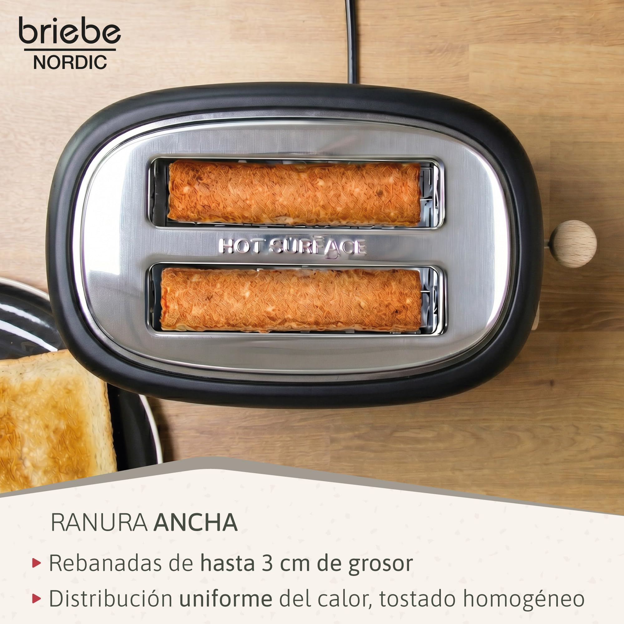 briebe Nordic Set Cafetera Espresso 20 Bares Cápsulas y Café Molido + Hervidor Agua Eléctrico 1,7L Inalámbrico 2200W + Tostadora Ranura Ancha 2 Rebanadas, Pack Desayuno Diseño Nórdico (Negro)