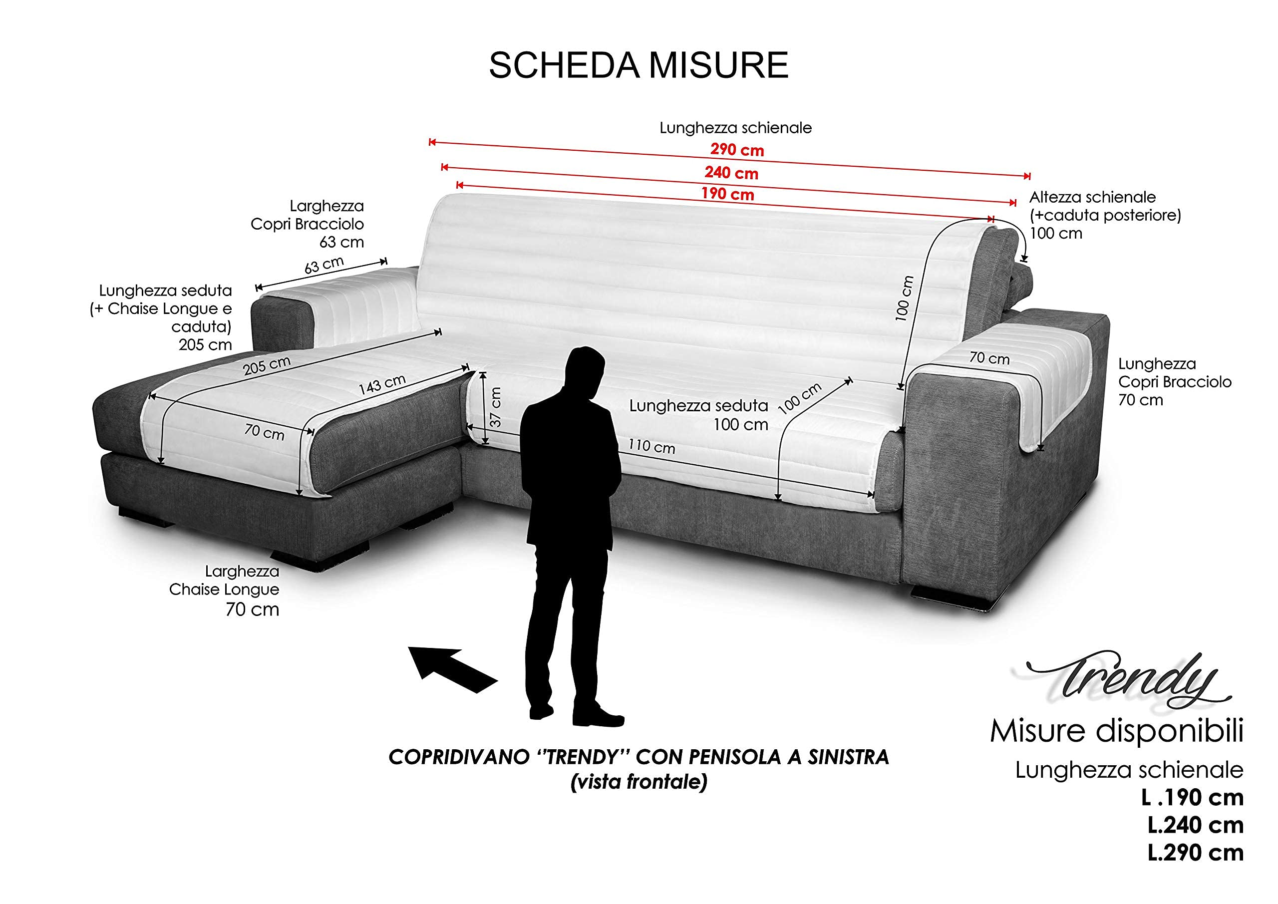 Trendy Wodoodporny i dwulicowy pokrowiec na sofę, ciemnoniebieski 240 cm, 100% mikrofibra