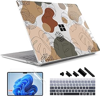 TWOLSKOO Case for 13.5" Microsoft Surface Laptop 5/4/3 with Alcantara Palm Rest Model 1958/1950, Plastic Hard Shell Case with Screen Protector + Keyboard Cover + Dust Plug, Geometric Shapes