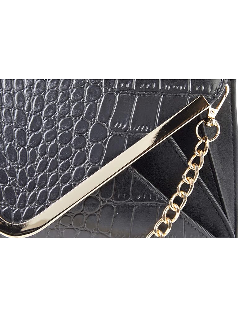 Black San Diego Hat Company Croc Embossed & Smooth PU Leather Envelope Clutch w/ Removable Strap