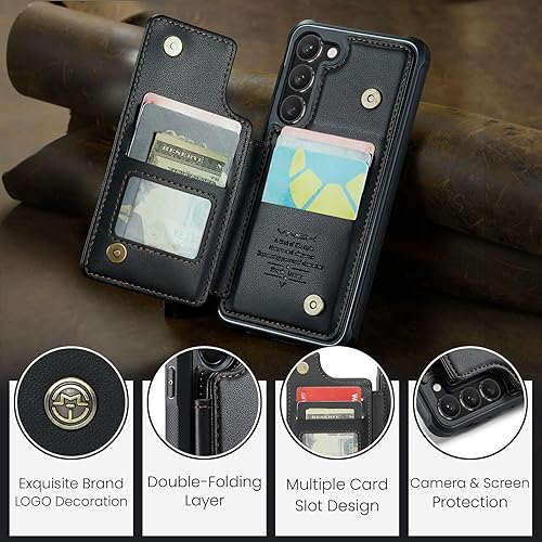 Miniatura 9 de Vinich Funda tipo cartera para Samsung Galaxy S23 Plus con tarjetero y ranuras de crédito con bloqueo RFID, función atril, a prueba de golpes, para