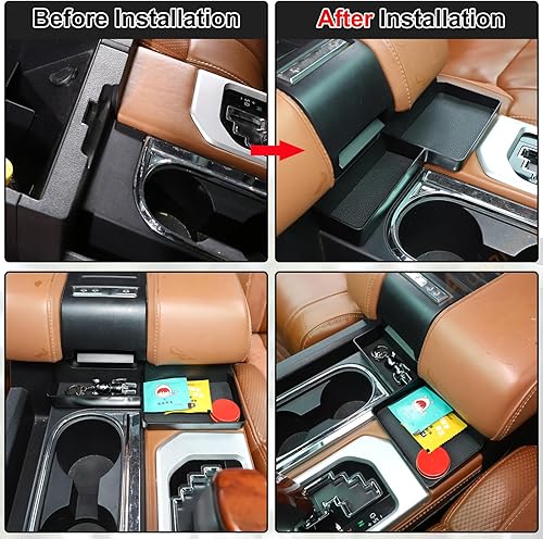 Vista 12 de Caja de almacenamiento para reposabrazos de automóvil, compatible con Toyota Tundra 2007-2021/Sequoia 2008-2020, bandeja organizadora de consola