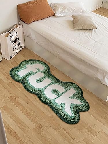 Miniatura 4 de RoomTalks Alfombras de pasillo divertidas y bonitas de 2 x 4.3 pies para dormitorio y baño, modernas y divertidas, color verde fresco, extra largas,