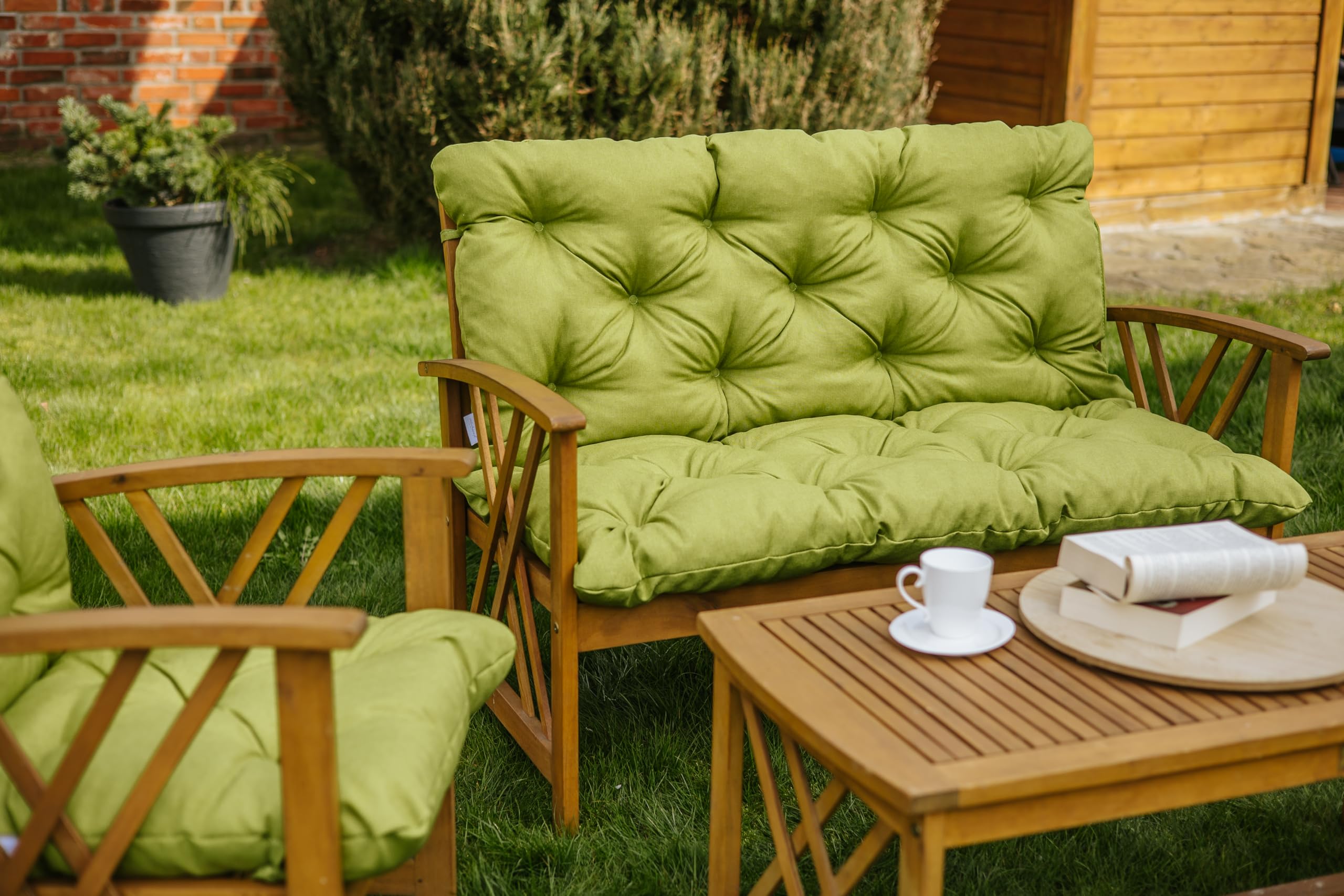 chilly pilley Coussin De Banc Coussin De Palette EU avec Dossier Coussin Balançoire De Jardin Matelassé avec Coutures Coussin De Jardin (100x50x50, Cappuccino)