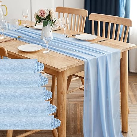 Yourose Light Blue Chiffon Table Runner