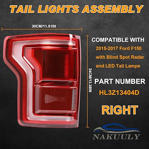 Miniatura 2 de Nakuuly Luces traseras LED con punto ciego compatibles con Ford F150 2015 2016 2017 luz trasera derecha del lado del pasajero luz trasera lámpara de