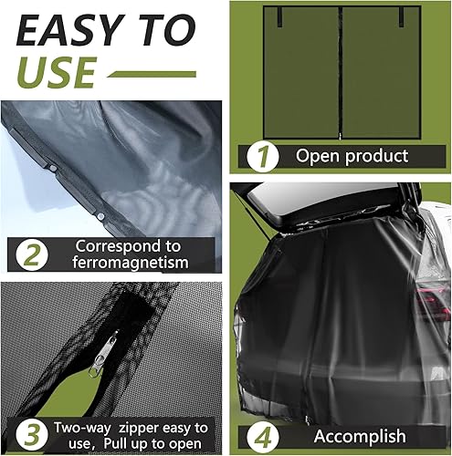 Miniatura 4 de Yahenda Accesorios de red de campamento para automóvil, malla transpirable, tienda de campaña para portón trasero, protección solar UV, ventilación,