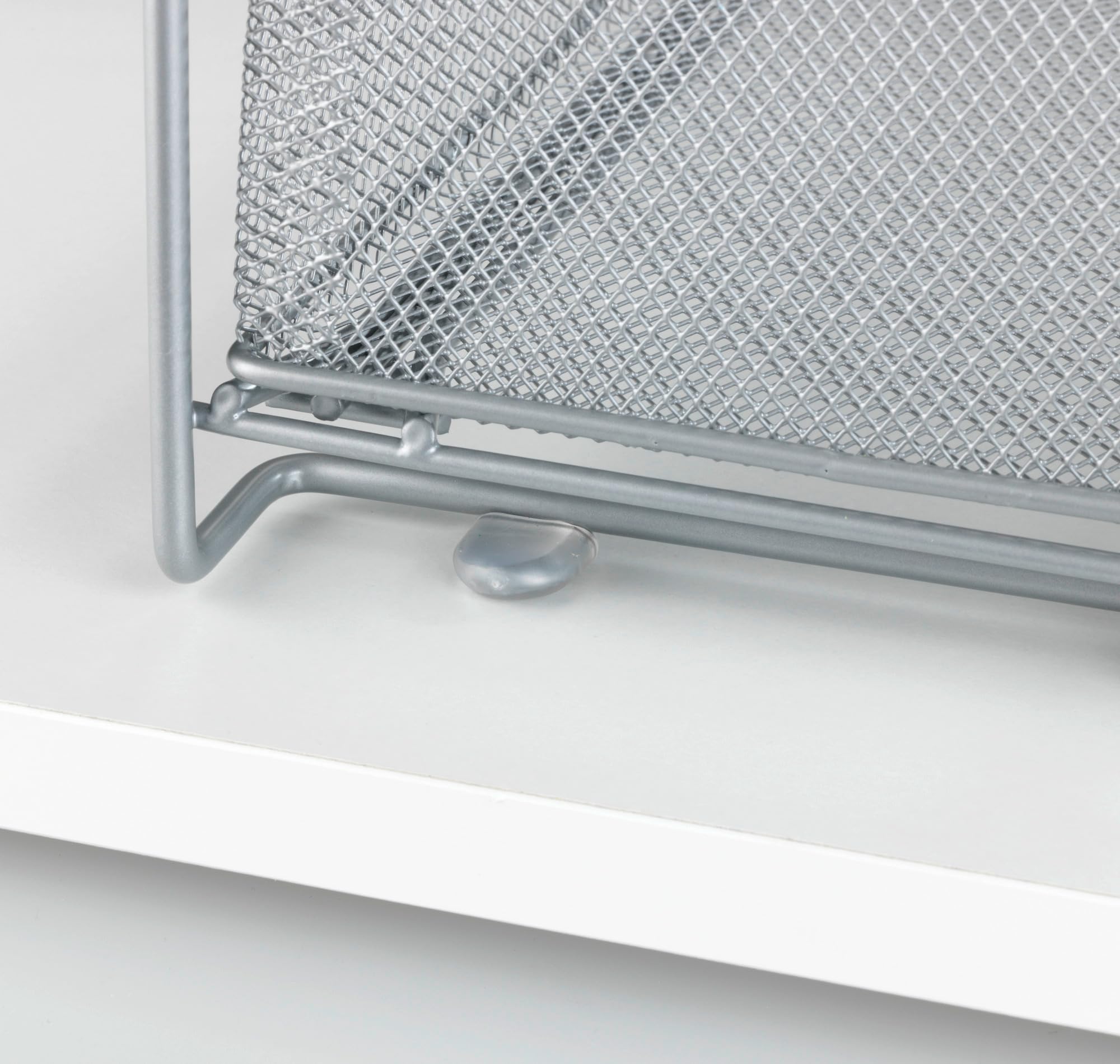 WENKO Schubladenregal Mod. Gioma, hochwertiger Organizer mit 2 Etagen und Korb-auszug für Küchenschrank oder Arbeitsplatte, Küchenregal aus pulverbeschichtetem Metall, 35 x 33,5 x 18,5 cm, Silber-Matt