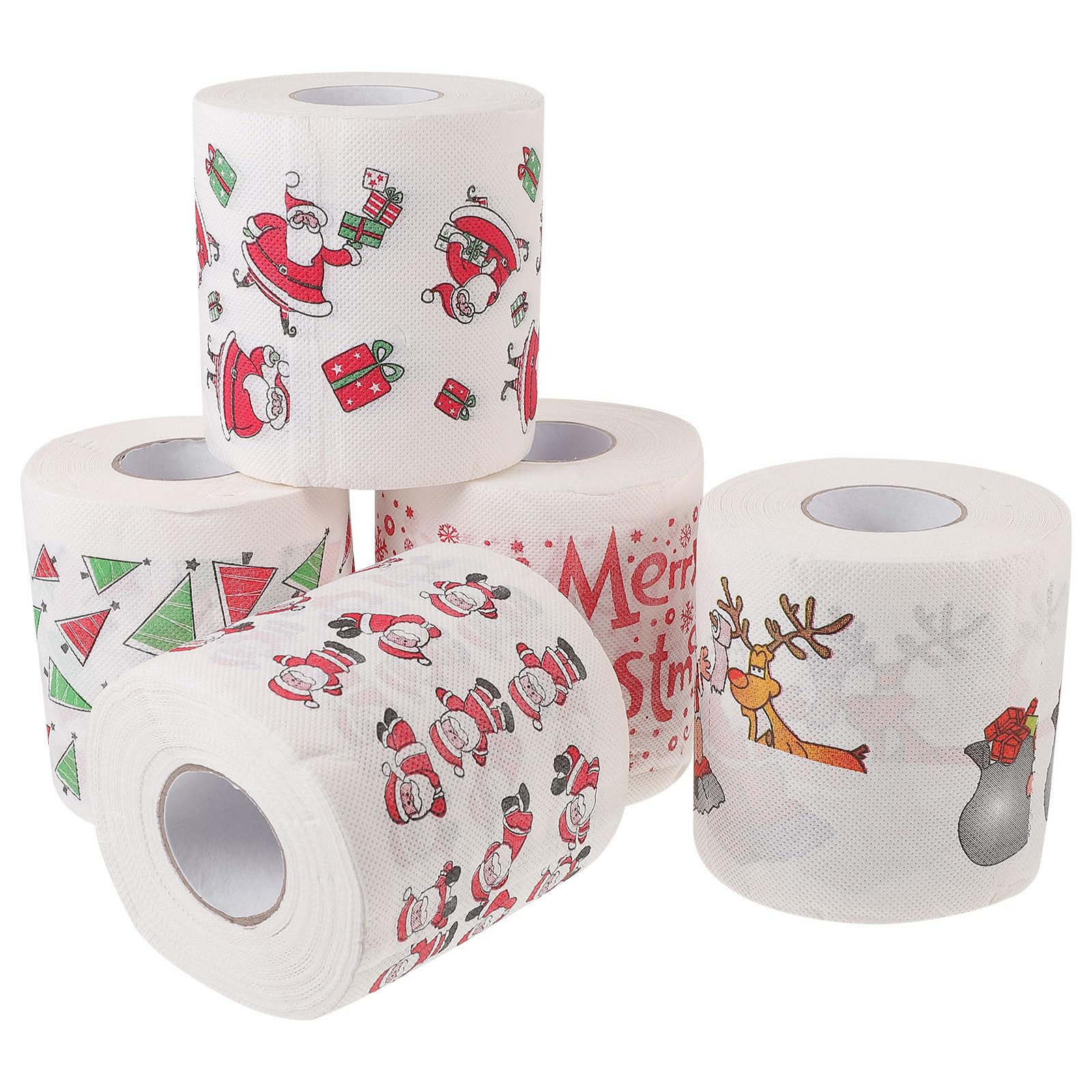 MAGICLULU 15 Rollen Weihnachts-toilettenpapier Union Musik Strumpffüller Gemustert Farbige Servietten Weihnachtsbedarf Fröhlich Schrott Festlich Vater Blumenpapier Jungfräulicher Zellstoff