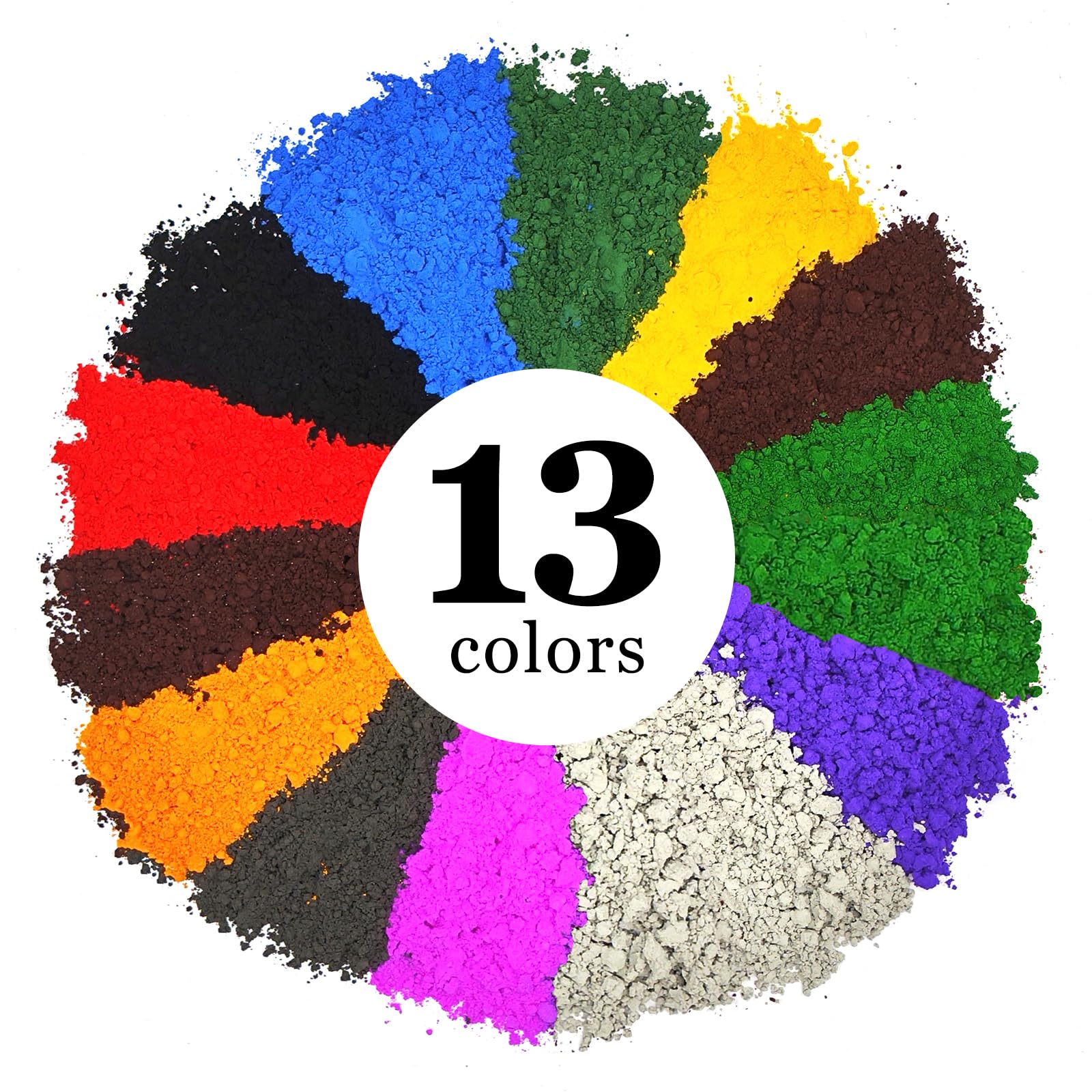 GOODTAKE 13 Colors Iron Oxide Pigment Powder, Concrete Cement Dye for Pastel Tile Paint, Mortar Grout (13 Unique Colors)