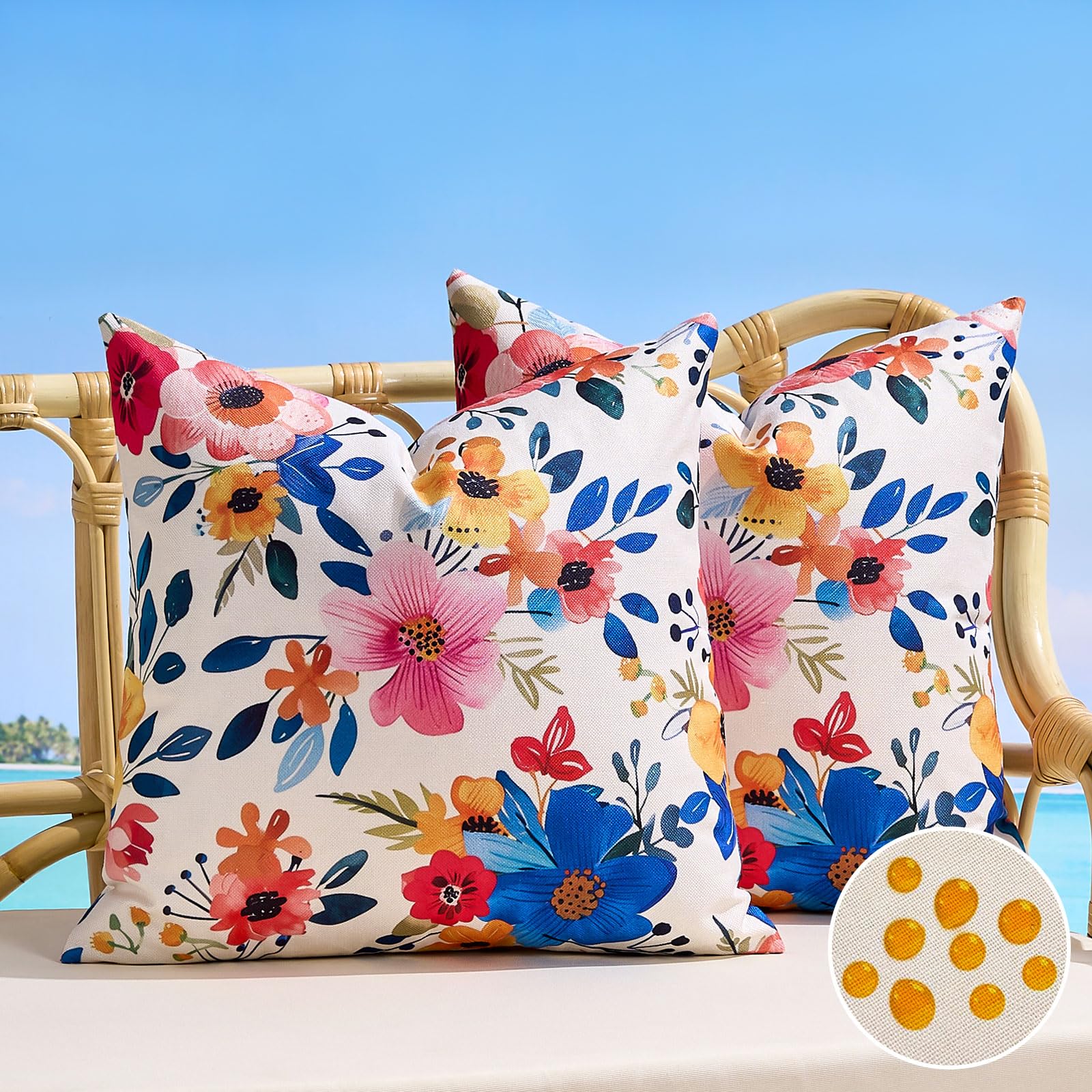 BonBotimen Waterproof Outdoor Cushion Cover 50x50 cm Flowers Garden Throw Pillow Covers Pillowcase Decorative for Sofa, Couch, Living Room, Bedroom, Bedroom, Balcony, and Living Room, Set of 2