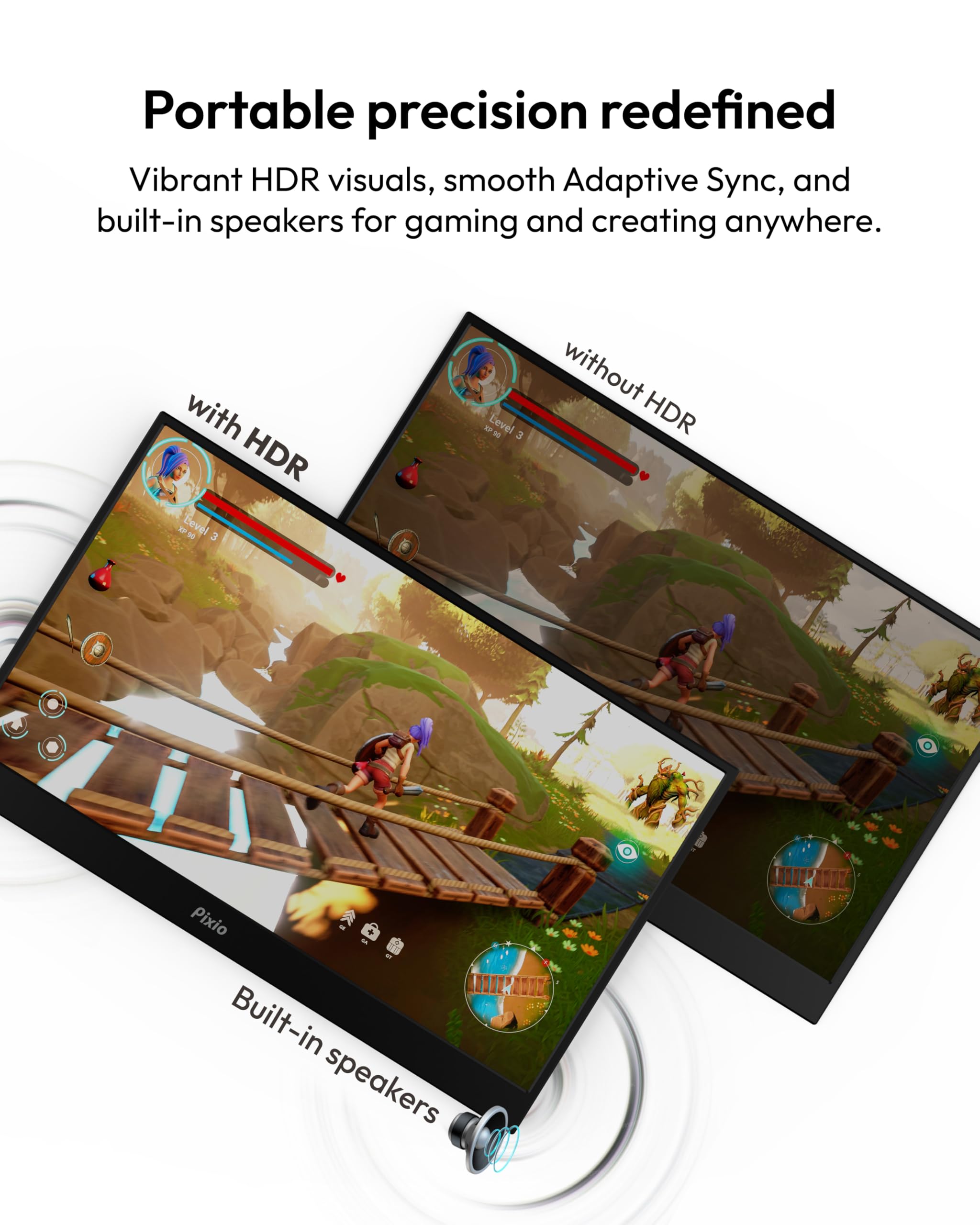 Pixio ポータブルモニター PX160 Wave 15.6インチ　ブラック PX160 Wave 15.6-inch Portable Gaming Monitor – Pixio