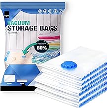KEPLIN Vacuum Storage Bags | Maximise Space and Store Clothes, Bedding, Towels, Duvet & Pillow | Space Saver Air Suction Bag with Secure Double Zip + Valve | 6 Pack X-Large (80cm x 100 cm)