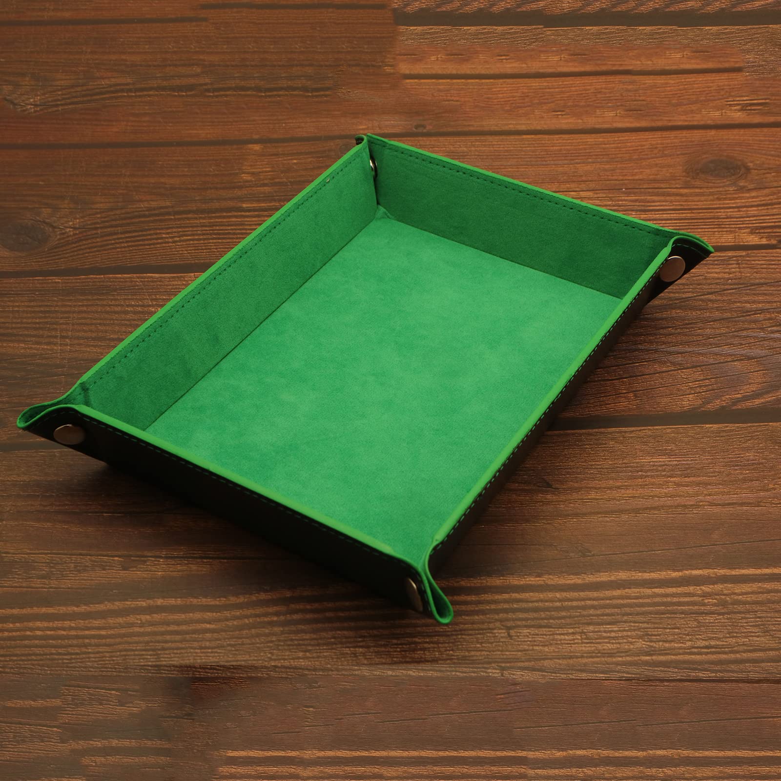 Organizador de valet – Bandeja para joyas, carteras, relojes, llaves, monedas, teléfonos, gafas, perfecto para mesita de noche, escritorio, entrada, 10.6 x 8.3 x 1.6 pulgadas, piel sintética
