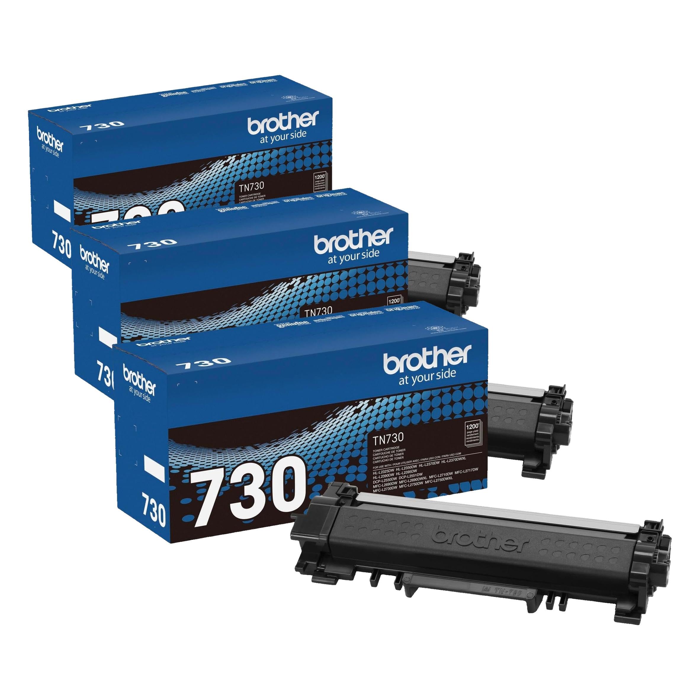 Brother Genuine Standard Yield Toner Cartridge, TN730, Replacement Black Toner, Page Yield Up to 1,200 Pages, Amazon Dash Replenishment Cartridge,(Pack of 3) Standard Yield (Pack of 3) Pack of 1